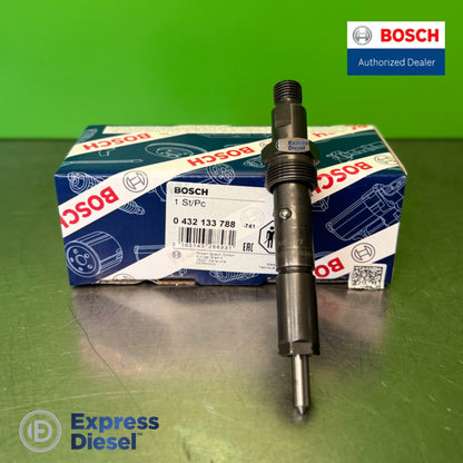 Bosch 0432133788 injector nozzle tip close-up, Caterpillar 216-9786 equivalent for Cat 3056E engine