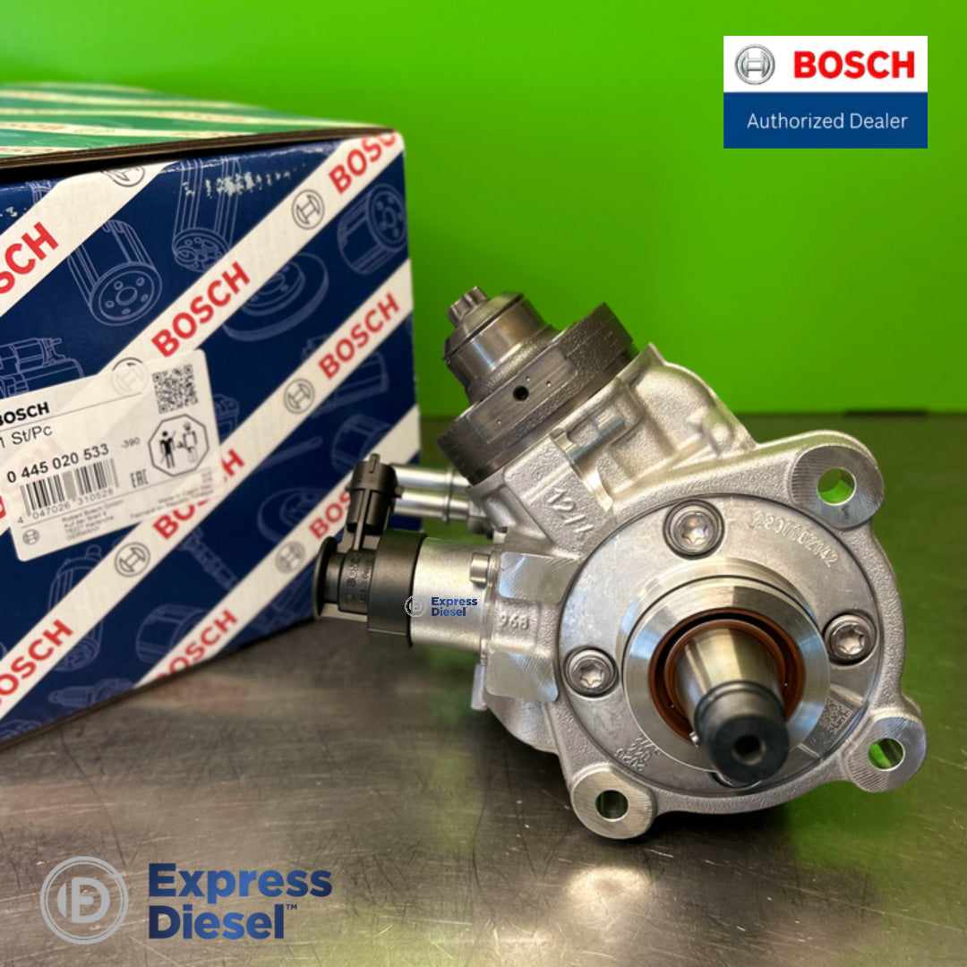 Bosch 0445020533 CP4 pump drive shaft and mounting flange, front view