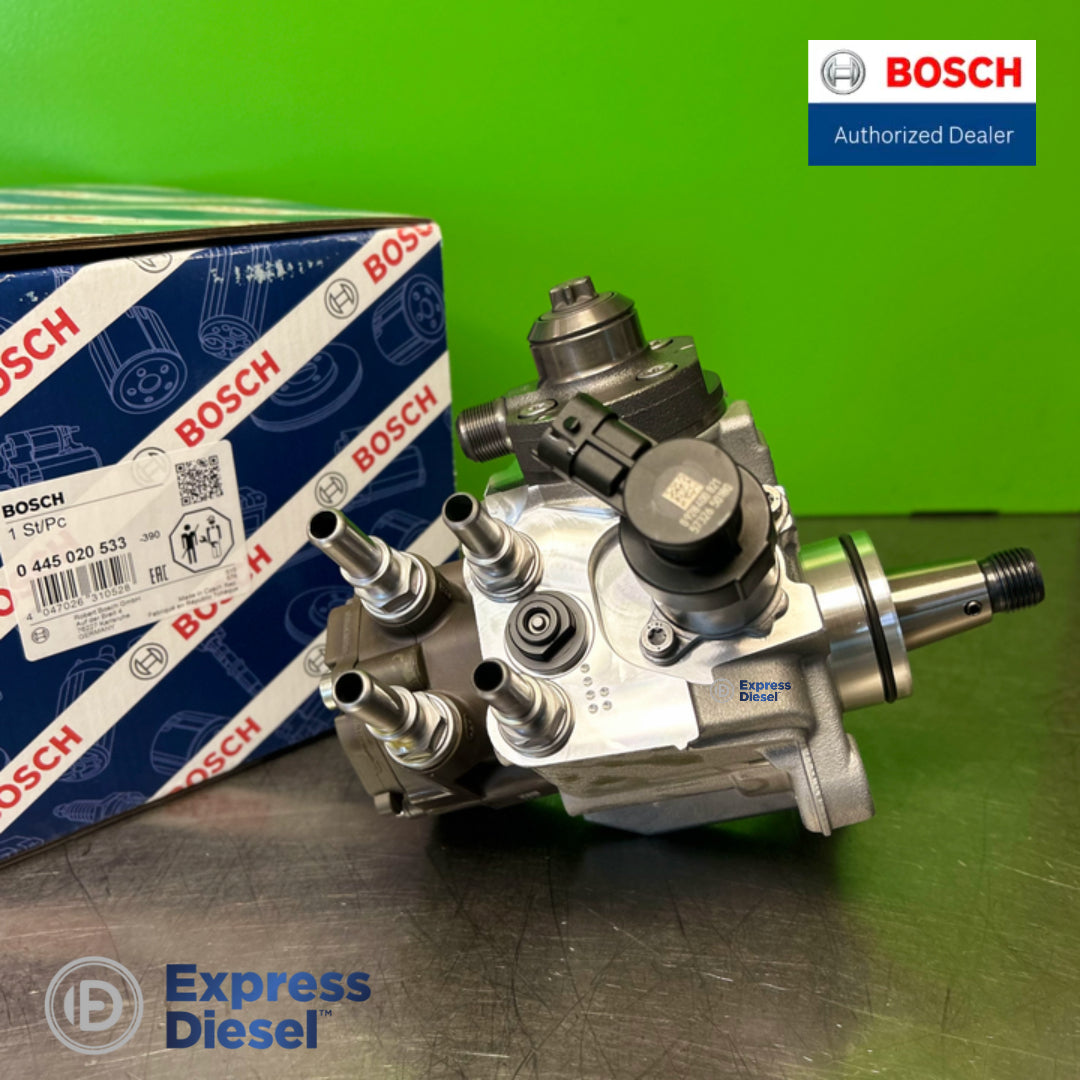 Bosch 0445020533 CP4 pump fuel inlet and return quick connectors with drive shaft