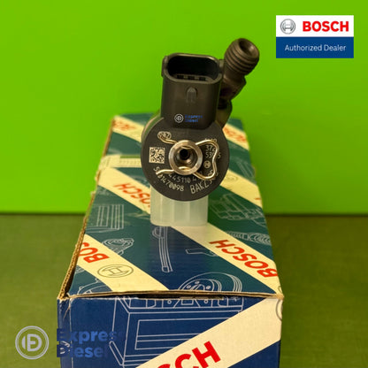 Bosch 0445110457 common rail injector - top view of the injector head and data-matrix marking