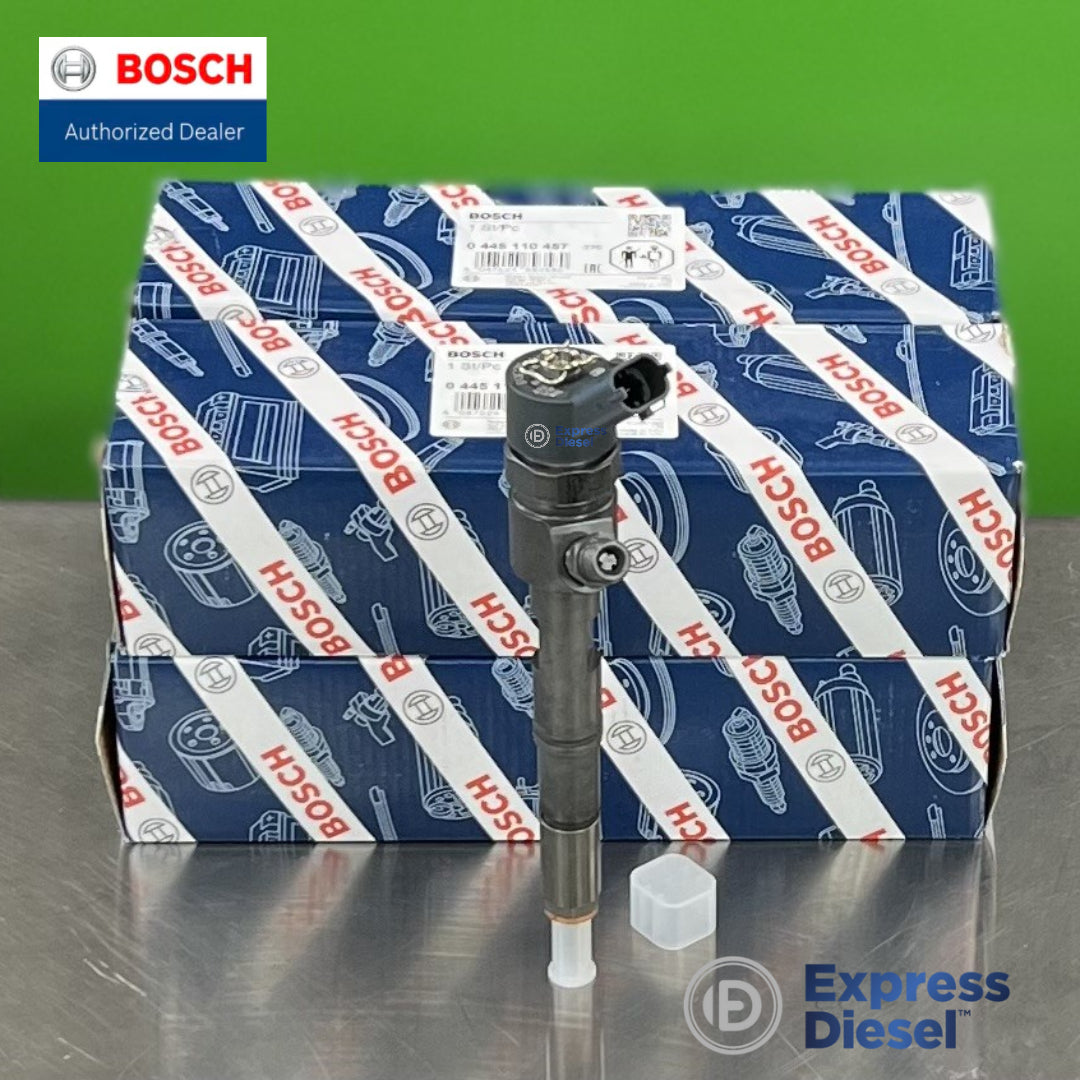 Bosch 0445110457 injector set of 4 - injector shown with the stacked sealed Bosch boxes