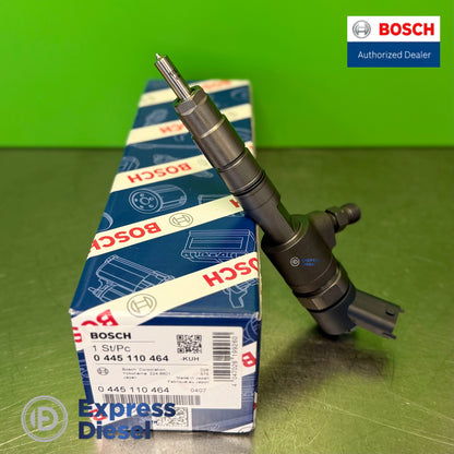 Genuine Bosch 0445110464 CRI2-16 common rail diesel fuel injector for Yanmar 3TNV86CT and 4TNV86CT engines with original Bosch OEM packaging