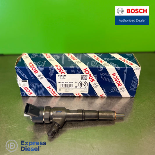 Genuine Bosch 0445110558 CRI2-16 common rail diesel fuel injector for Deutz TCD 3.6L agricultural engines with original Bosch OEM packaging