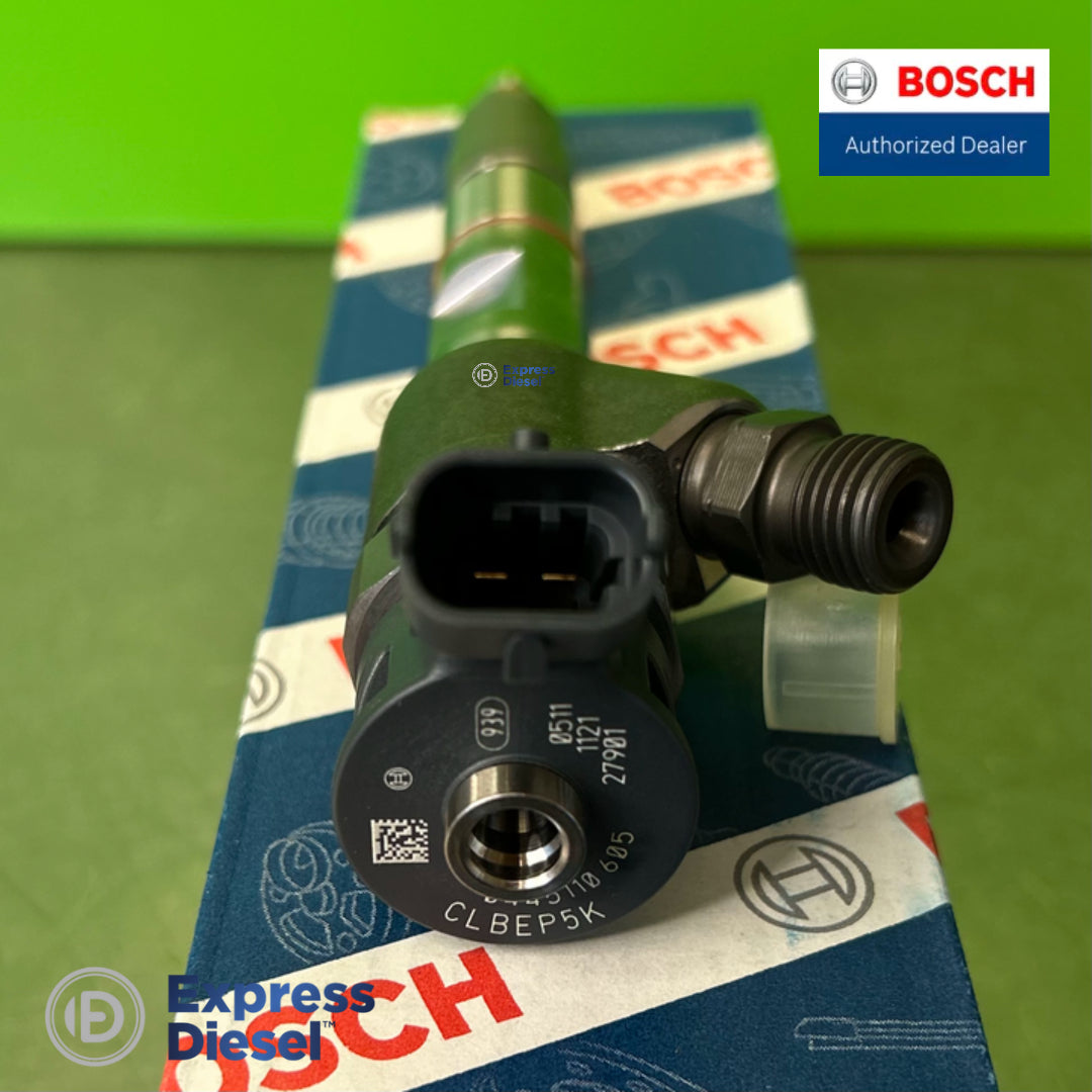 Bosch 0445110605 injector top - solenoid connector and high-pressure inlet
