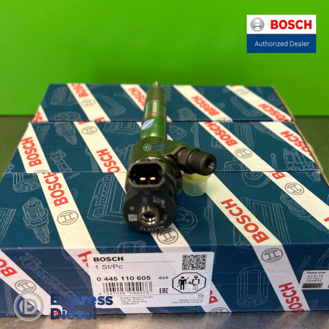 Bosch 0445110605 injector set of 3 - solenoid connector top view