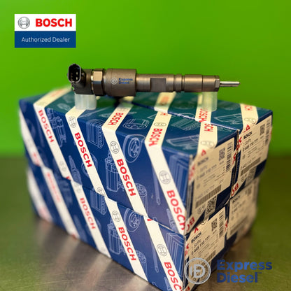 Bosch 0445110777 injector set of 4 - injector side profile with four Bosch boxes
