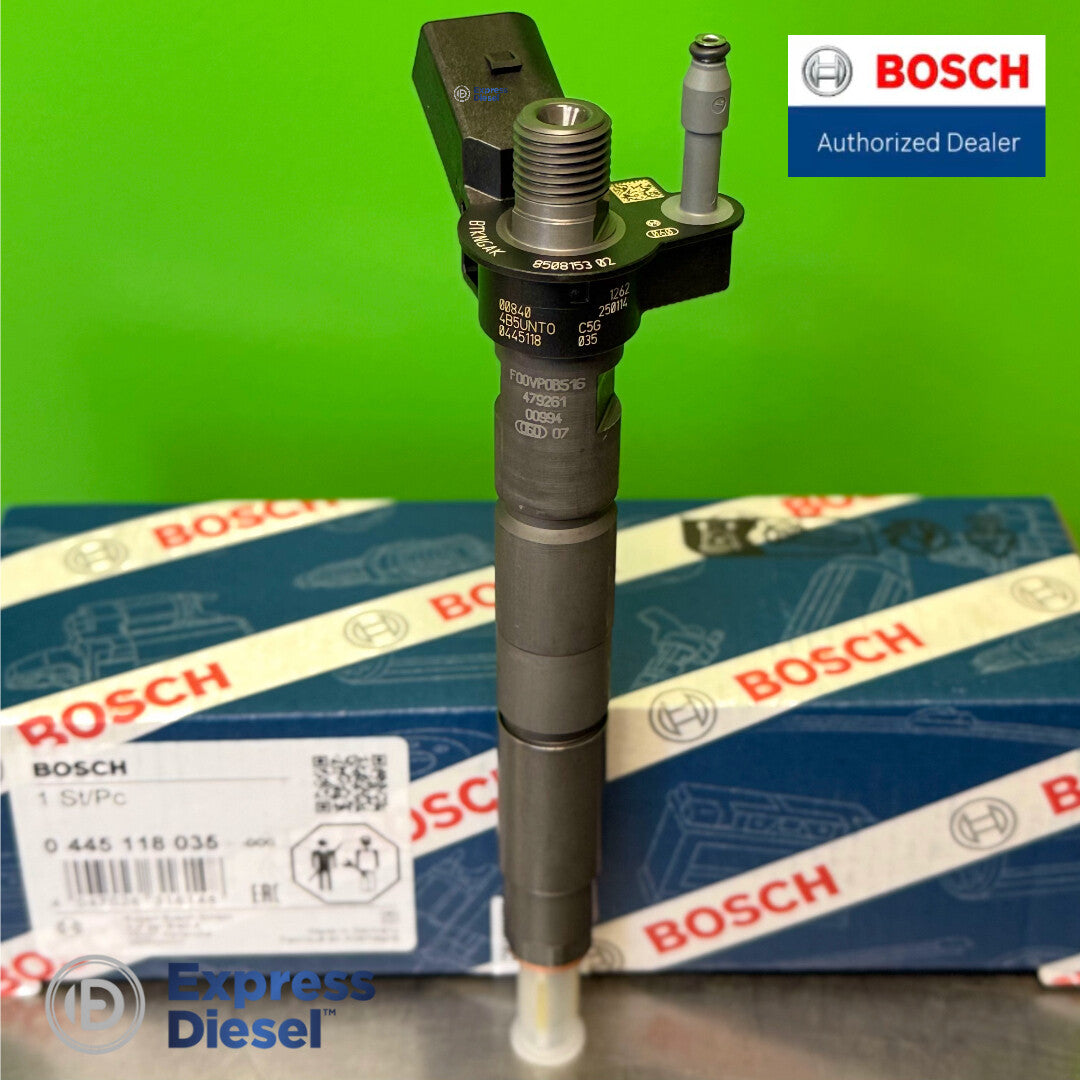 Bosch 0445118035 injector - laser marking with BMW OE 8508153 on the injector body