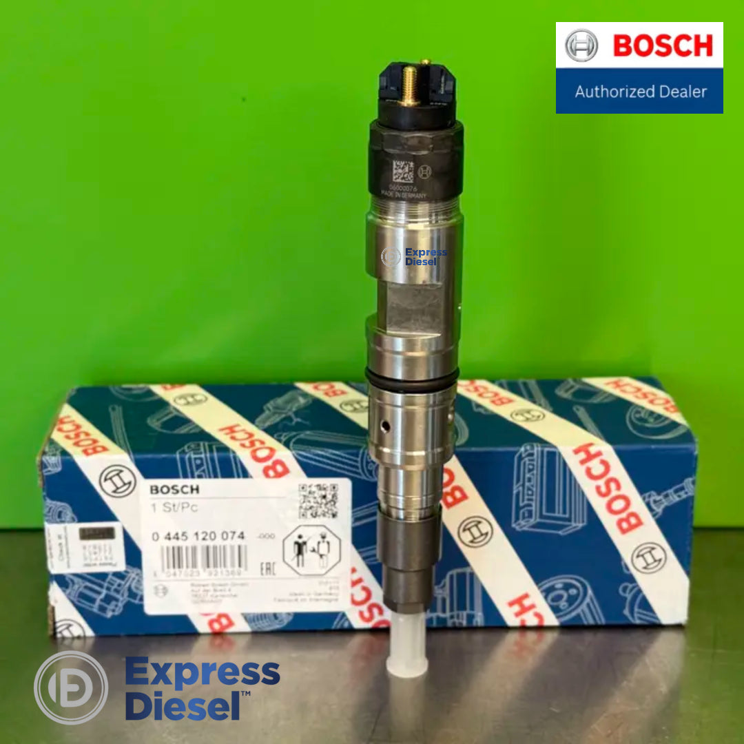 Bosch 0445120074 common rail injector - 06000076 laser marking and Made in Germany on the solenoid housing