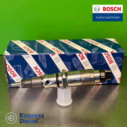 Bosch 0445120231 injector body showing O-rings and laser engraving for Cummins 5263262 common rail system
