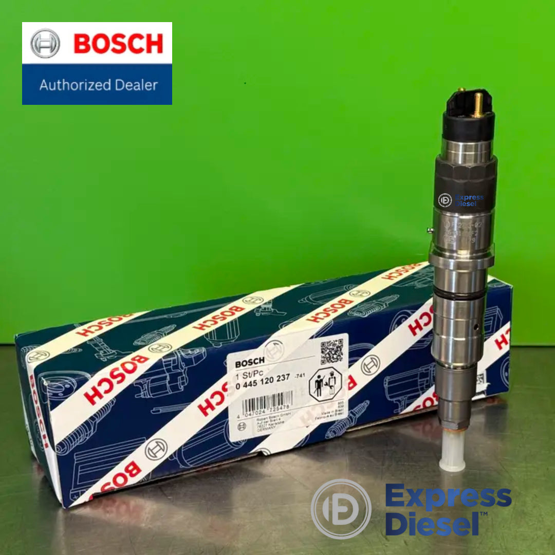 Bosch 0445120237 common rail injector - vertical view of the injector body