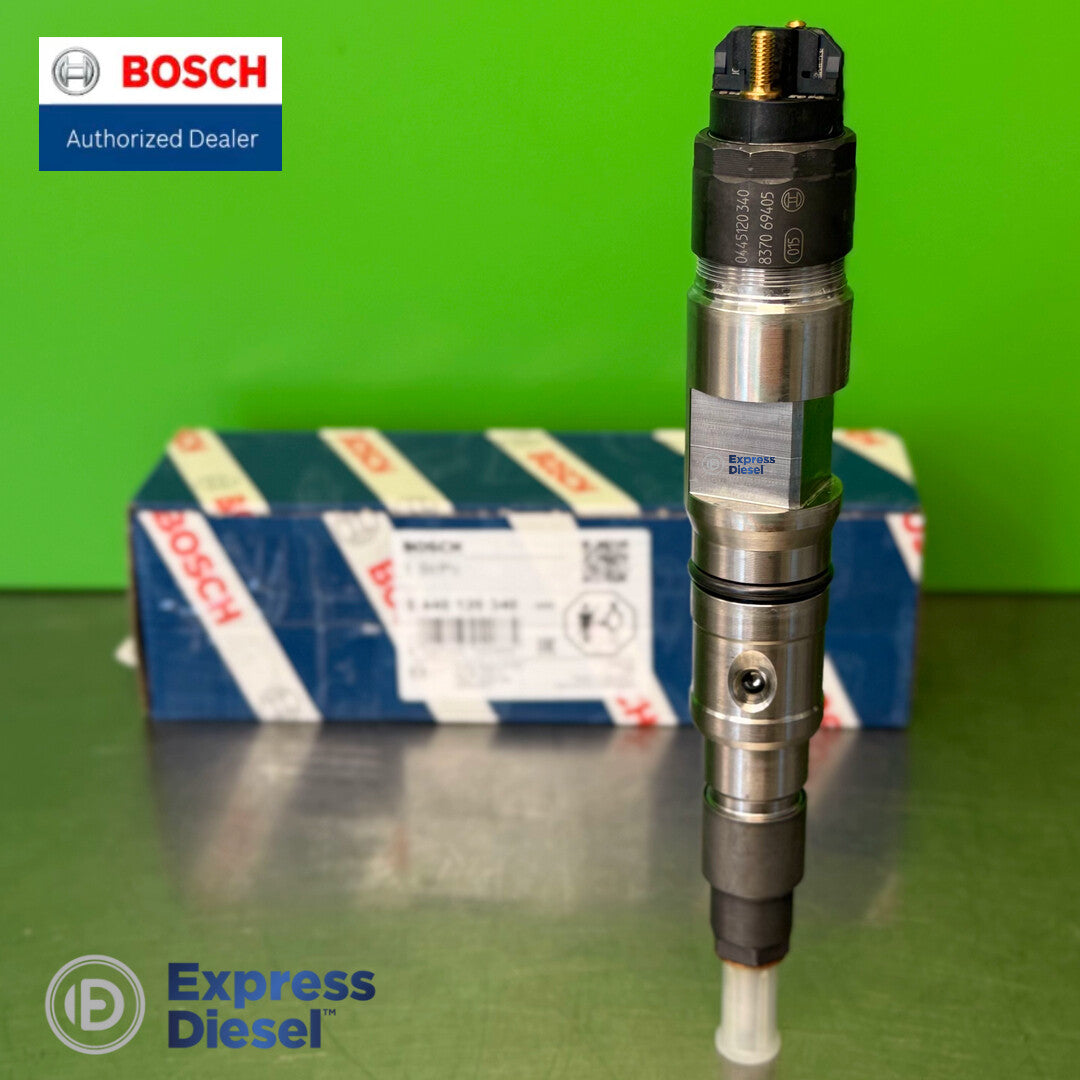 Bosch 0445120340 injector laser marking with AGCO OE 8370 69405 on the injector body