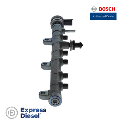 Bosch 0445214411 fuel rail for Hyundai H100 - pressure regulator valve and sensor view