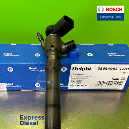 Delphi 28654965-12B1 box label, CR injector made in Romania, EAN 5050100131512