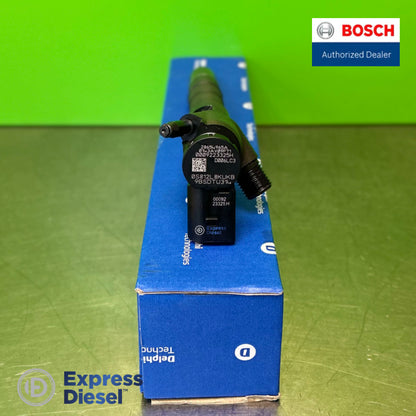 Part number label 28654965A printed on the Delphi common rail injector body