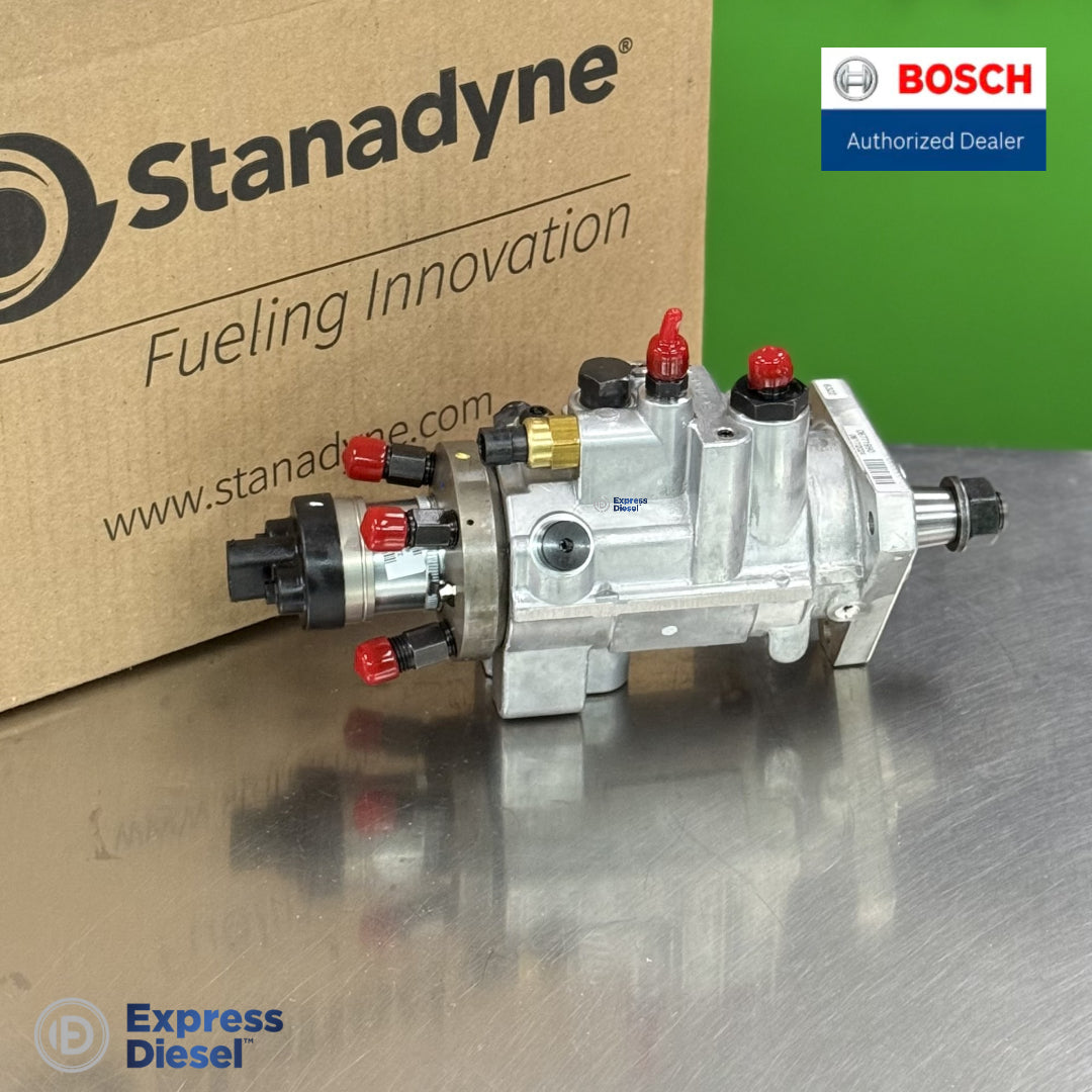 Stanadyne DE2435-6322 diesel pump side view for John Deere 4045 backhoe loader
