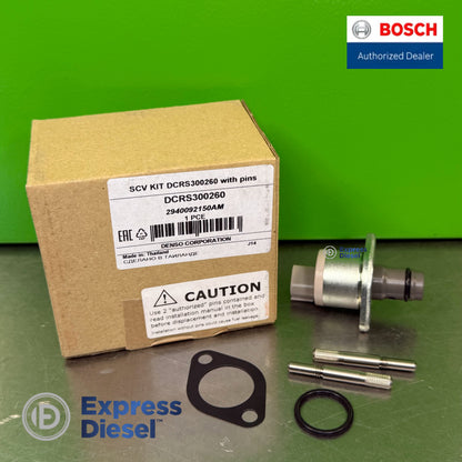 Denso DCRS300260 fuel pump SCV kit with pins, part number 2942000360, fuel control valve for diesel injection pump