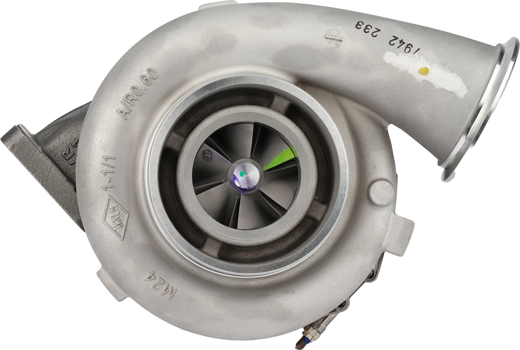 Garrett GTB4294 turbo compressor wheel and inlet, A/R 0.60, MTU S1600, ref 776599-0010