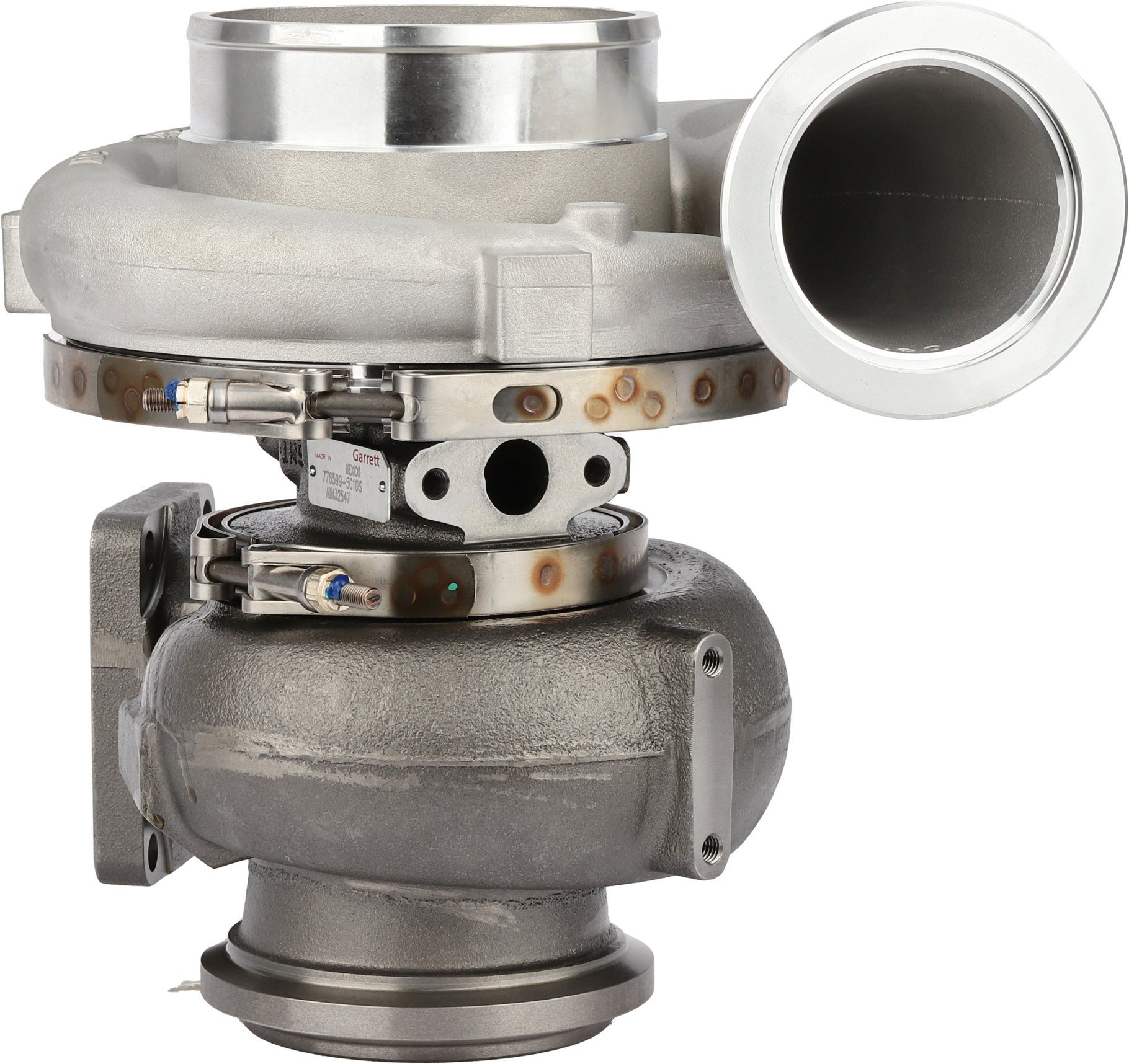 Garrett GTB4294 turbocharger side profile, compressor and turbine housings, MTU S1600, ref 776599-9006S