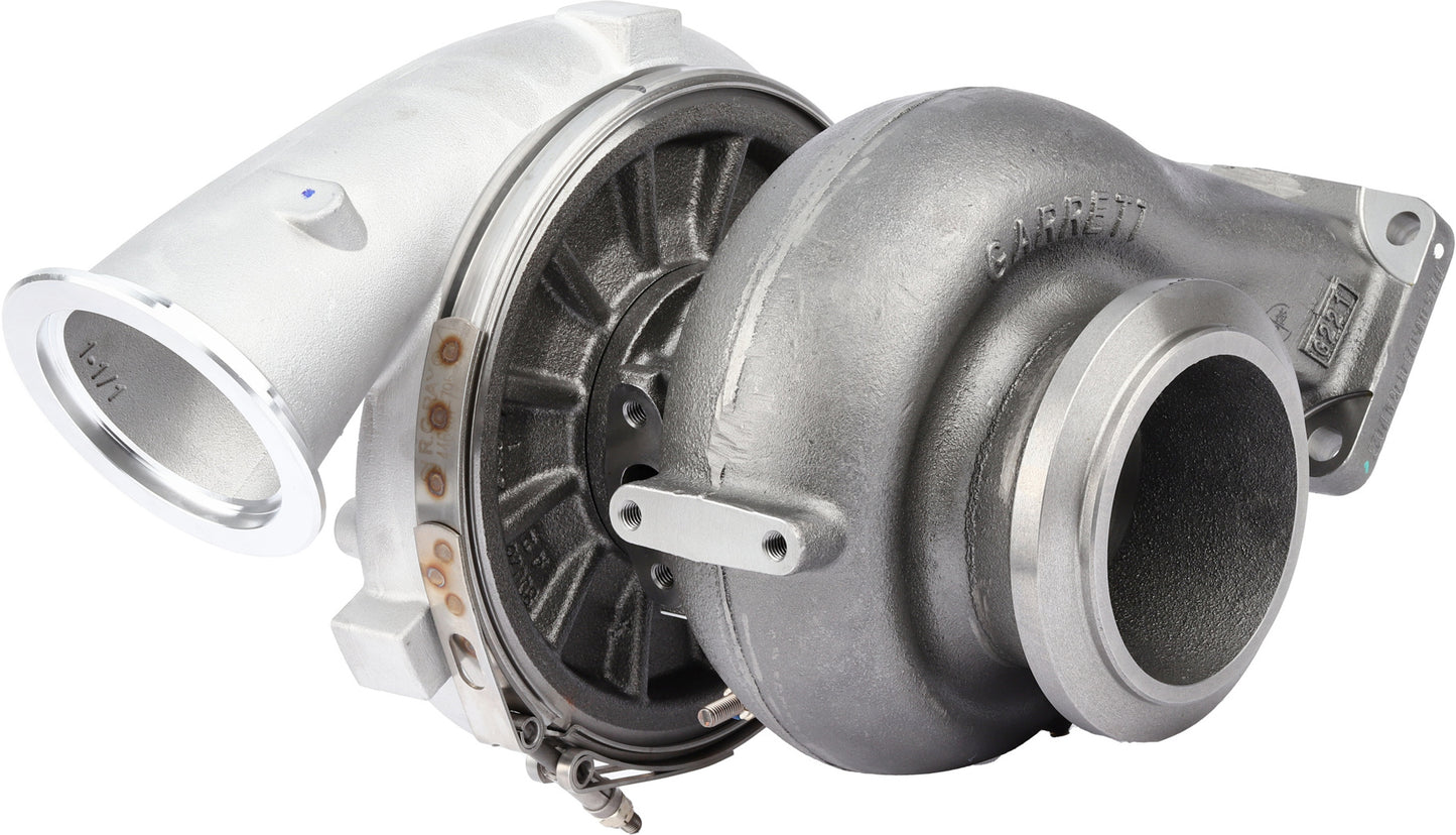 Garrett GTB4294 turbine housing rear view with cast Garrett marking, MTU Detroit S1600, ref 776599-5006