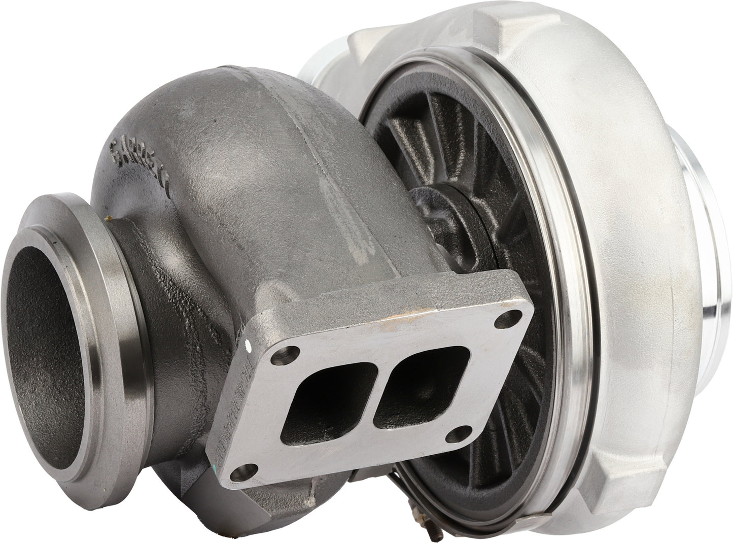 Garrett GTB4294 turbocharger for MTU Detroit Diesel S1600 generator set, part 776599-5010S, three-quarter view
