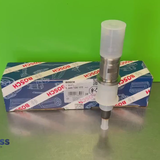 Product video of the genuine Bosch 0445120177 CRIN3-18 common rail injector for Cummins QSB4.5, QSB5.9, QSB6.7 and ISB6.7 diesel engines