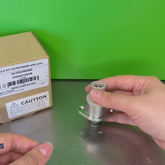 Product video of Denso DCRS300260 SCV kit 294200-0360 with installation pins, gasket and O-ring for diesel common rail injection pump