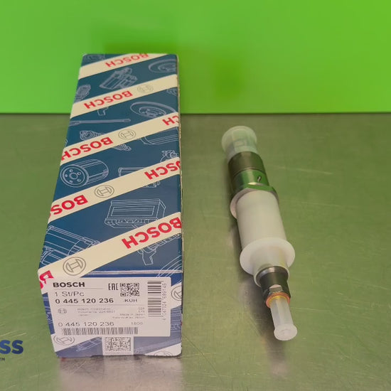 Bosch 0445120236 CRIN1-14/16 common rail injector for Cummins QSB6.7 / L9 and Komatsu - product video