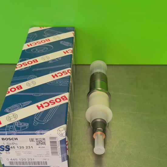 Genuine Bosch 0445120231 CRIN1 common rail injector for Cummins QSB 5263262 and Komatsu 6754113011 — video presentation