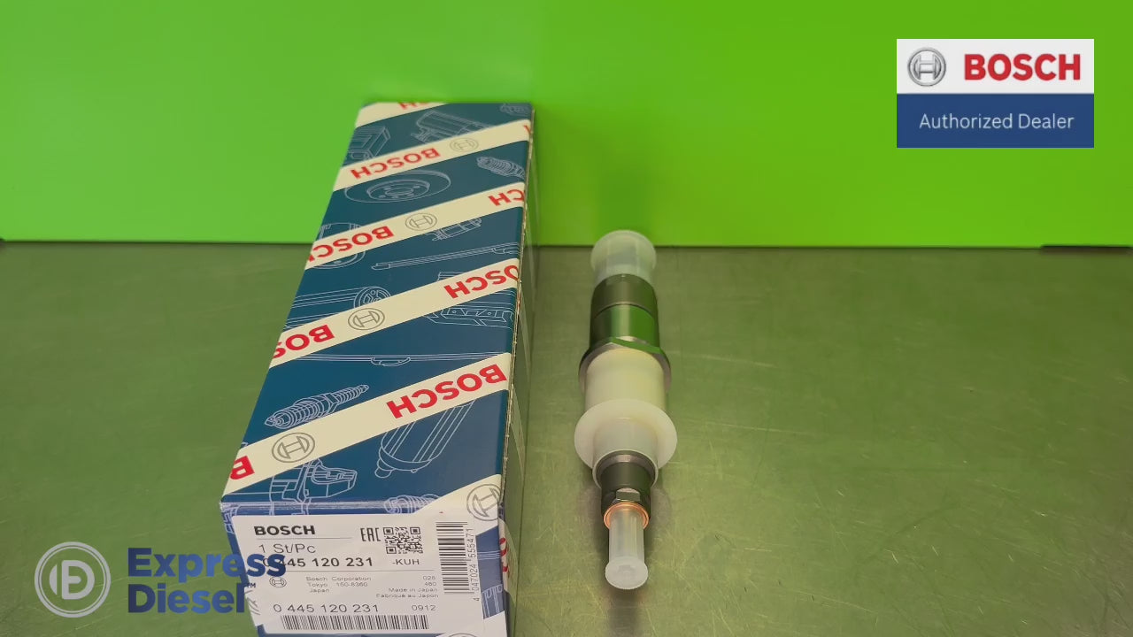 Genuine Bosch 0445120231 CRIN1 common rail injector for Cummins QSB 5263262 and Komatsu 6754113011 — video presentation